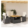 Image de Ensemble à Manger de Jardin avec Coussins 4 pcs, Table de Terrasse, Meubles de Patio, Mobilier d'Extérieur, Noir 3277441
