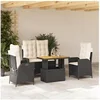 Image de Ensemble à Manger de Jardin avec Coussins 4 pcs, Table de Terrasse, Meubles de Patio, Mobilier d'Extérieur, Noir 3277443