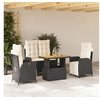 Image de Salon de jardin rotin 4 pieces noir 90 x 55 x 71 cm