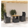 Image de Ensemble à Manger de Jardin avec Coussins 3 pcs, Table de Terrasse, Meubles de Patio, Mobilier d'Extérieur, Noir 3277445