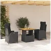 Image de Ensemble à Manger de Jardin avec Coussins 3 pcs, Table de Terrasse, Meubles de Patio, Mobilier d'Extérieur, Noir 3277447