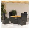 Image de Ensemble à Manger de Jardin avec Coussins 5pcs, Table de Terrasse, Meubles de Patio, Mobilier d'Extérieur, Noir 3277449