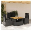 Image de Ensemble à Manger de Jardin avec Coussins 4 pcs, Table de Terrasse, Meubles de Patio, Mobilier d'Extérieur, Noir 3277452