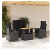 Image de Ensemble à Manger de Jardin avec Coussins 4 pcs, Table de Terrasse, Meubles de Patio, Mobilier d'Extérieur, Noir 3277455