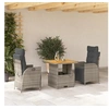 Image de Ensemble à Manger de Jardin avec Coussins 3 pcs, Table de Terrasse, Meubles de Patio, Mobilier d'Extérieur, Gris 3277459