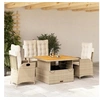 Image de Ensemble à Manger de Jardin avec Coussins 4 pcs, Table de Terrasse, Meubles de Patio, Mobilier d'Extérieur, Beige 3277476