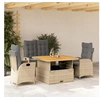 Image de Ensemble à Manger de Jardin avec Coussins 4 pcs, Table de Terrasse, Meubles de Patio, Mobilier d'Extérieur, Beige 3277488