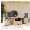 Image de Ensemble à Manger de Jardin avec Coussins 4 pcs, Table de Terrasse, Meubles de Patio, Mobilier d'Extérieur, Beige 3277489