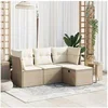Image de Salon de jardin modulable - Lot de 4 pièces - Résine tressée Beige 4 personnes