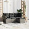 Image de Salon de jardin modulable resine tressee gris 4 personnes 62 x 62 x 69 cm 4 pieces