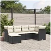 Image de Salon de Jardin avec Coussins 6 pcs, Canapés de Terrasse, Ensemble de Meubles de Patio, Mobilier d'Extérieur, Noir 3263172