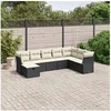 Image de Salon de Jardin avec Coussins 8 pcs, Canapés de Terrasse, Ensemble de Meubles de Patio, Mobilier d'Extérieur, Noir 3263272