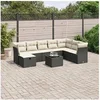 Image de Salon de Jardin avec Coussins 9 pcs, Canapés de Terrasse, Ensemble de Meubles de Patio, Mobilier d'Extérieur, Noir 3263282