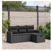 Image de Salon de Jardin avec Coussins 4 pcs, Canapés de Terrasse, Ensemble de Meubles de Patio, Mobilier d'Extérieur, Noir 3263441