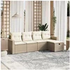 Image de Salon de jardin modulable rotin beige 5 pieces x 65.5 x 69 5 personnes