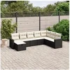 Image de Salon de Jardin avec Coussins 8 pcs, Canapés de Terrasse, Ensemble de Meubles de Patio, Mobilier d'Extérieur, Noir 3263582
