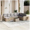 Image de Salon de jardin modulable - Lot de 9 pieces - Rotin beige