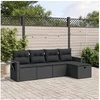 Image de Salon de Jardin avec Coussins 5 pcs, Canapés de Terrasse, Ensemble de Meubles de Patio, Mobilier d'Extérieur, Noir 3263771