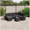 Image de Salon de Jardin avec Coussins 8 pcs, Canapés de Terrasse, Ensemble de Meubles de Patio, Mobilier d'Extérieur, Noir 3263841