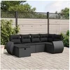 Image de Salon de Jardin avec Coussins 6 pcs, Canapés de Terrasse, Ensemble de Meubles de Patio, Mobilier d'Extérieur, Noir 3264101