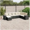Image de Salon de Jardin avec Coussins 8 pcs, Canapés de Terrasse, Ensemble de Meubles de Patio, Mobilier d'Extérieur, Noir 3264512