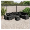 Image de Salon de Jardin avec Coussins 9 pcs, Canapés de Terrasse, Ensemble de Meubles de Patio, Mobilier d'Extérieur, Noir 3264521