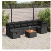 Image de Salon de Jardin avec Coussins 8 pcs, Canapés de Terrasse, Ensemble de Meubles de Patio, Mobilier d'Extérieur, Noir 3264730