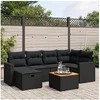 Image de Salon de Jardin avec Coussins 7 pcs, Canapés de Terrasse, Ensemble de Meubles de Patio, Mobilier d'Extérieur, Noir 3264835