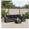 Image de Salon de Jardin avec Coussins 6 pcs, Canapés de Terrasse, Ensemble de Meubles de Patio, Mobilier d'Extérieur, Noir 3265164