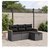 Image de Salon de Jardin avec Coussins 4 pcs, Canapés de Terrasse, Ensemble de Meubles de Patio, Mobilier d'Extérieur, Noir 3265269