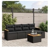 Image de Salon de Jardin avec Coussins 6 pcs, Canapés de Terrasse, Ensemble de Meubles de Patio, Mobilier d'Extérieur, Noir 3265290