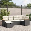 Image de Salon de Jardin avec Coussins 6 pcs, Canapés de Terrasse, Ensemble de Meubles de Patio, Mobilier d'Extérieur, Noir 3265298