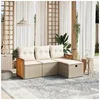 Image de Salon de jardin modulable resine tressee beige 4 personnes 62 x 55 x 69 cm 4 pieces