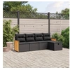 Image de Salon de Jardin avec Coussins 5 pcs, Canapés de Terrasse, Ensemble de Meubles de Patio, Mobilier d'Extérieur, Noir 3265717