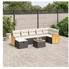 Image de Salon de jardin 8 pcs avec coussins noir résine tressée 3265753