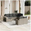 Image de Salon de Jardin avec Coussins 10 pcs, Canapés de Terrasse, Ensemble de Meubles de Patio, Mobilier d'Extérieur, Gris 3266242