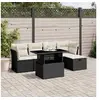 Image de Salon de jardin 6 pcs avec coussins noir résine tressée, ensemble de canapés d'extérieur, salon de jardin, ensemble 3274636