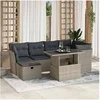Image de Salon de jardin avec coussins 7 pcs gris clair résine tressée 3274662