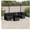 Image de Salon de jardin 8 pcs avec coussins noir résine tressée, ensemble de canapés d'extérieur, salon de jardin, ensemble 3274665