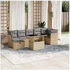 Image de Salon de jardin avec coussins 8 pcs beige résine tressée 3274669