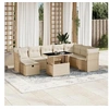 Image de Salon de jardin modulable - Lot de 9 pièces - Résine tressée beige 8 personnes 62x62x69 cm