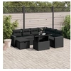 Image de Salon de jardin 8 pcs avec coussins noir résine tressée, ensemble de canapés d'extérieur, salon de jardin, ensemble 3274835