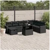 Image de Salon de jardin modulable 9 pieces resine tressee noir 62 x 62 x 69 cm 8 personnes