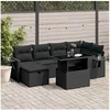 Image de Salon de jardin 7 pcs avec coussins noir résine tressée, ensemble de canapés d'extérieur, salon de jardin, ensemble 3274975