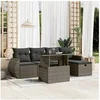 Image de Salon de jardin modulable resine tressee gris 6 pieces x 55 x 69