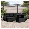 Image de Salon de jardin 7 pcs avec coussins noir résine tressée 3275135