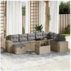 Image de Salon de jardin modulable 8 personnes beige 9 pieces 62 x 62 x 69 cm resine tressee