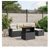 Image de Salon de Jardin avec Coussins 6 pcs, Canapés de Terrasse, Ensemble de Meubles de Patio, Mobilier d'Extérieur, Noir 3275695