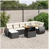 Image de Salon de Jardin avec Coussins 8 pcs, Canapés de Terrasse, Ensemble de Meubles de Patio, Mobilier d'Extérieur, Noir 3275821