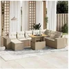 Image de Salon de jardin resine tressee beige 9 pieces 55 x 100 x 73 cm 8 personnes